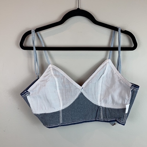 Color Block Patchwork Denim Crop Top - Picture 8 of 8